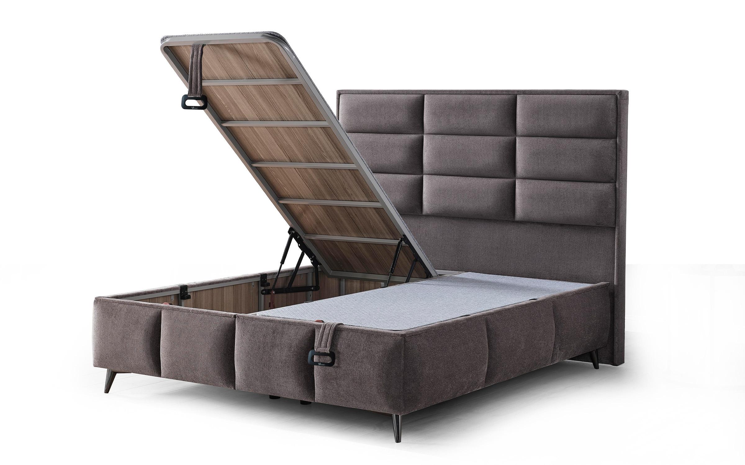 Pat dublu Boxspring 160/200 Velira + saltea, gri  5